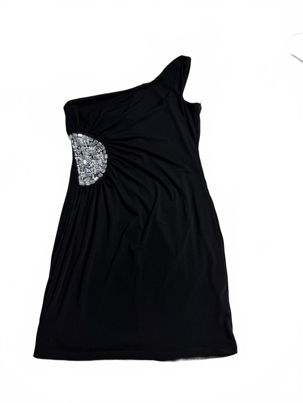 City Triangles Black One Shoulder Embellished Mini Dress Size L
